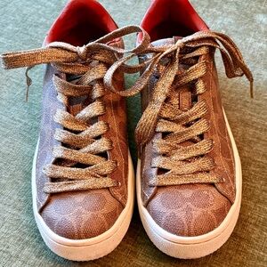 Coach Women's Sneakers in Brown and Gold